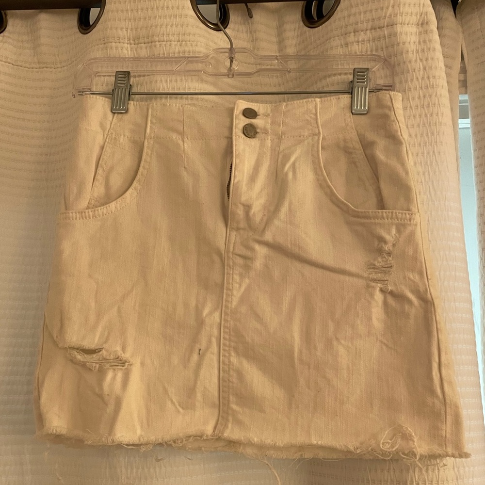 Free People White Denim Skirt